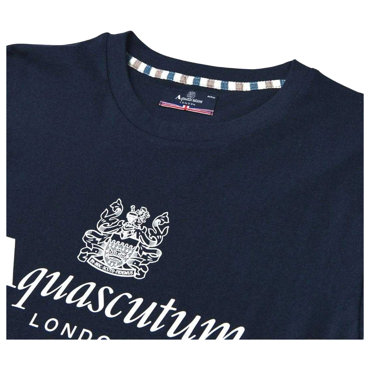 Navy Blue - Side - Aquascutum Mens Bordeaux Big Logo T-Shirt