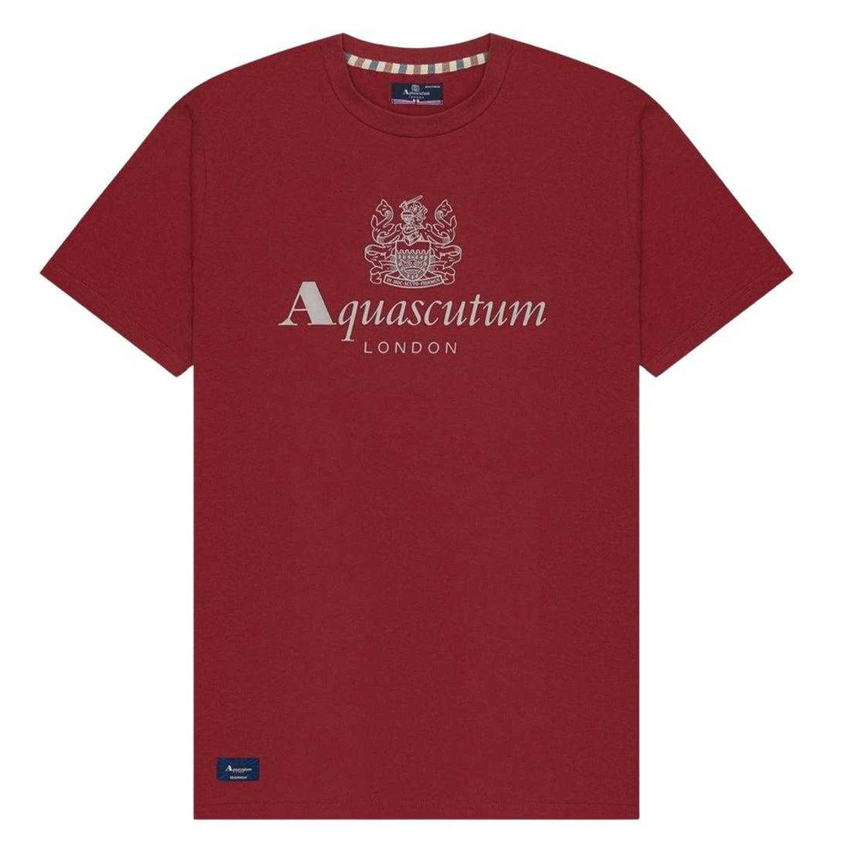 Bordeaux-Burgundy - Front - Aquascutum Mens Bordeaux Big Logo T-Shirt