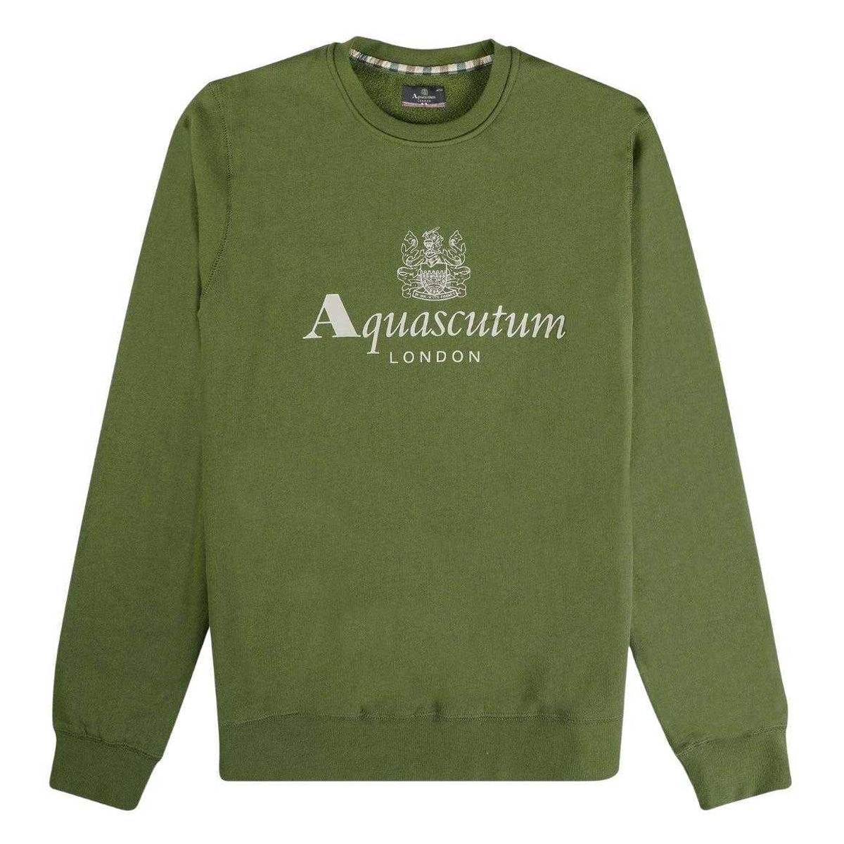 Army Green - Front - Aquascutum Mens Active Big Logo Sweatshirt