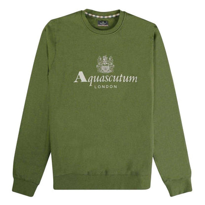 Army Green - Front - Aquascutum Mens Active Big Logo Sweatshirt