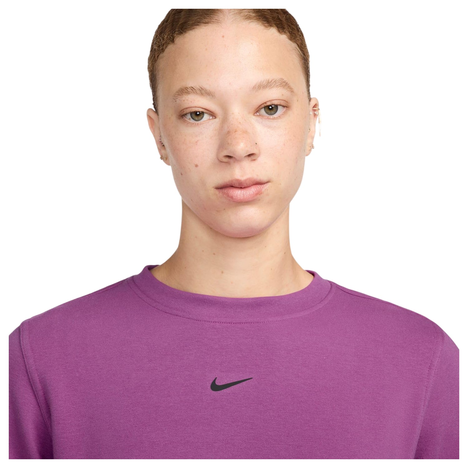 Fuchsia - Side - Nike Womens-Ladies Swoosh Logo Sweatshirt