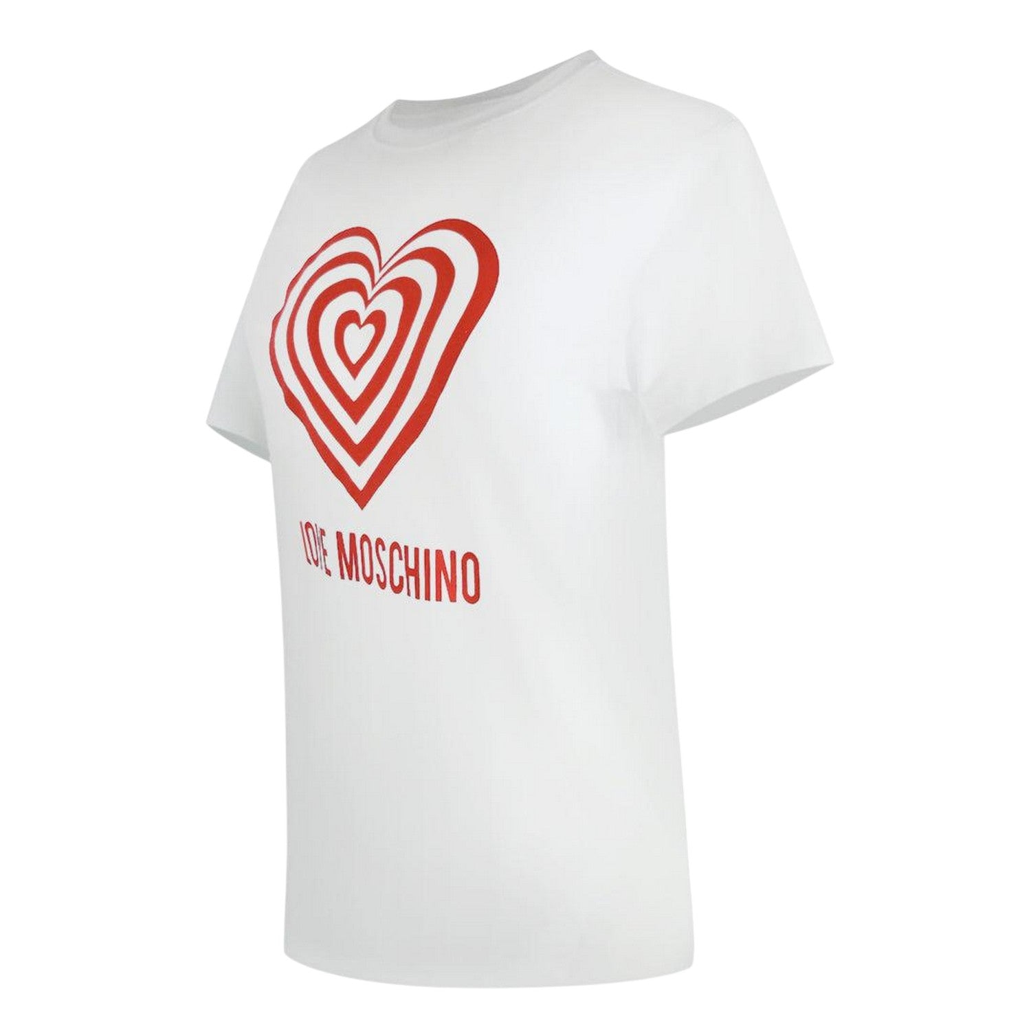 White - Side - Love Moschino Womens-Ladies Hypno Heart T-Shirt