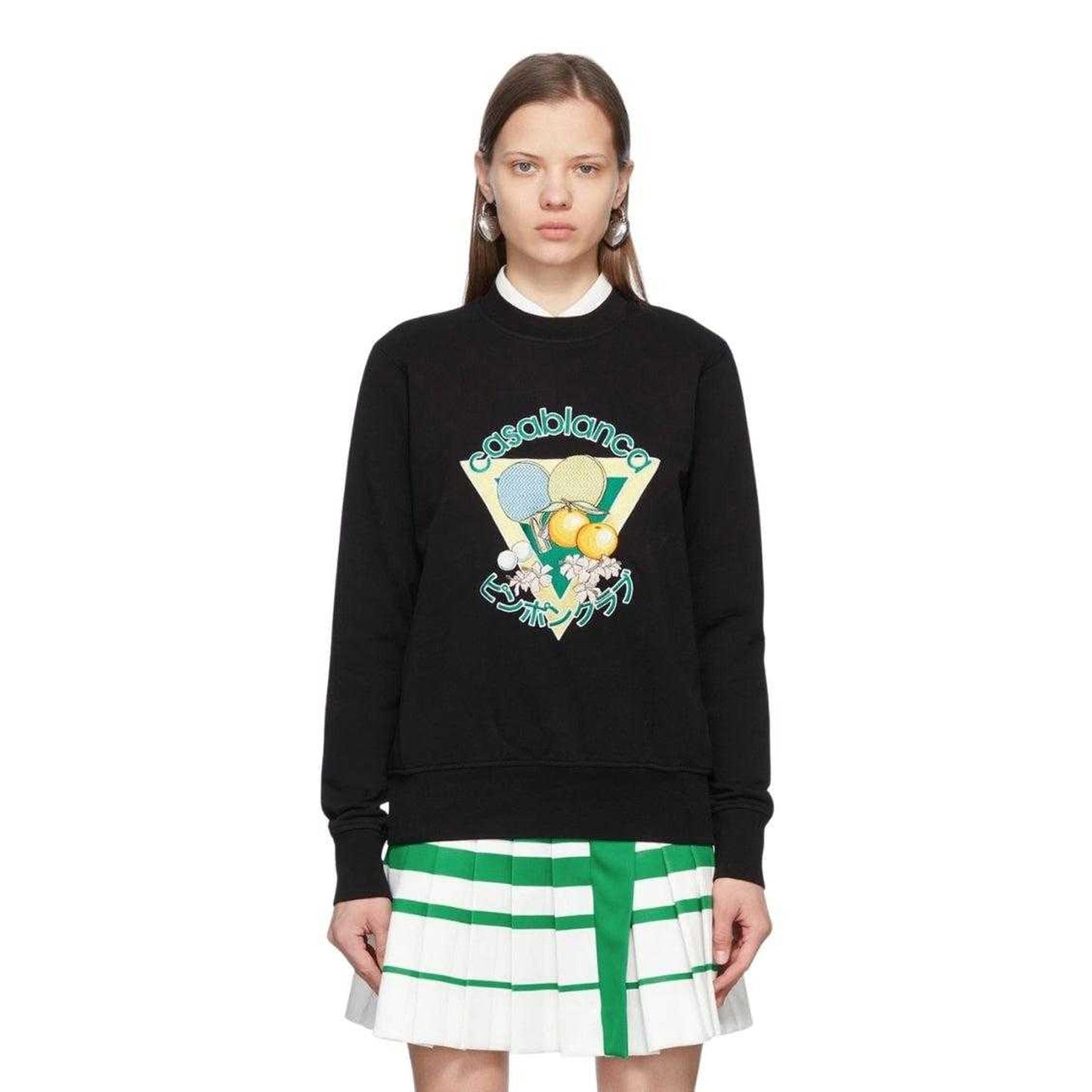 Black - Side - Casablanca Unisex Adult Ping Pong Club Embroidered Sweatshirt