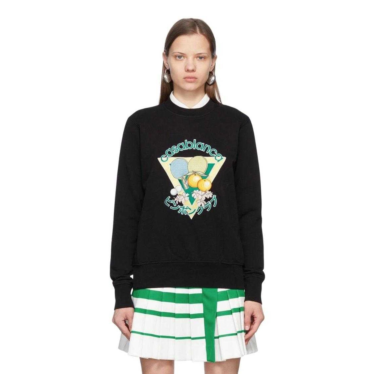 Black - Side - Casablanca Unisex Adult Ping Pong Club Embroidered Sweatshirt