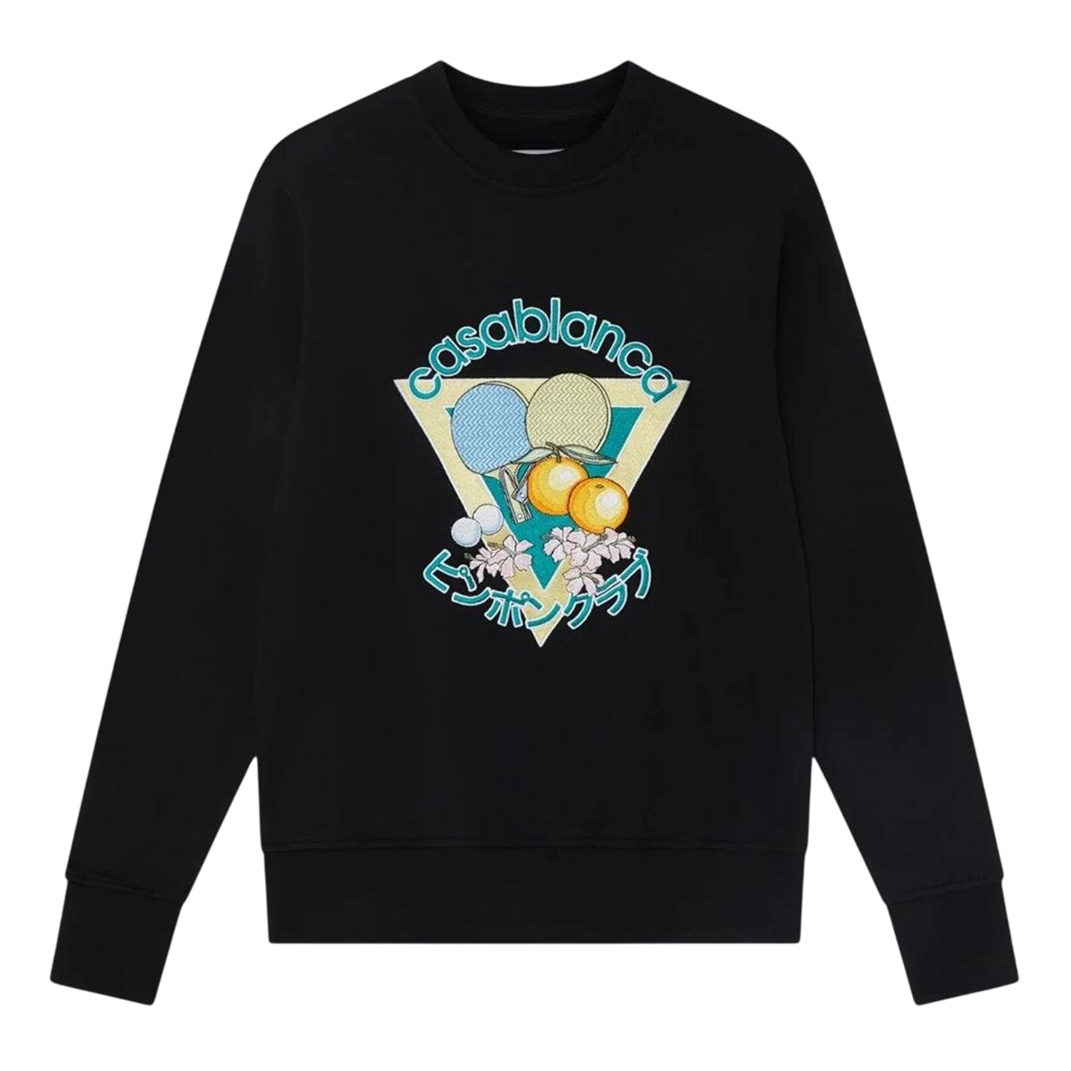 Black - Front - Casablanca Unisex Adult Ping Pong Club Embroidered Sweatshirt