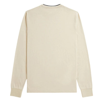 Oatmeal - Lifestyle - Fred Perry Mens Double Tipped Collar Long-Sleeved Polo Shirt