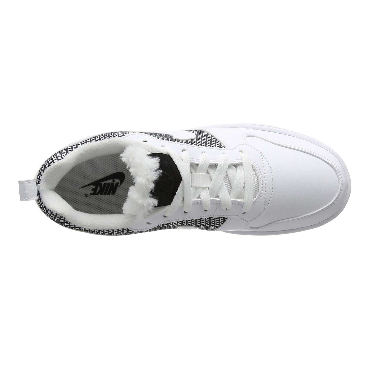 White-Black - Pack Shot - Nike Womens-Ladies Court Borough Leather Trainers