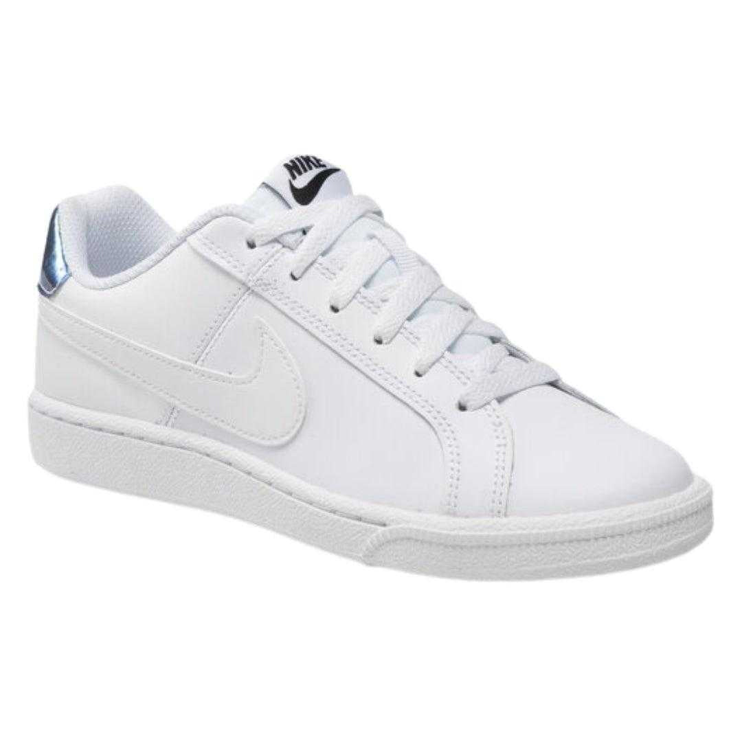 White-Silver - Front - Nike Womens-Ladies Court Royale Leather Trainers