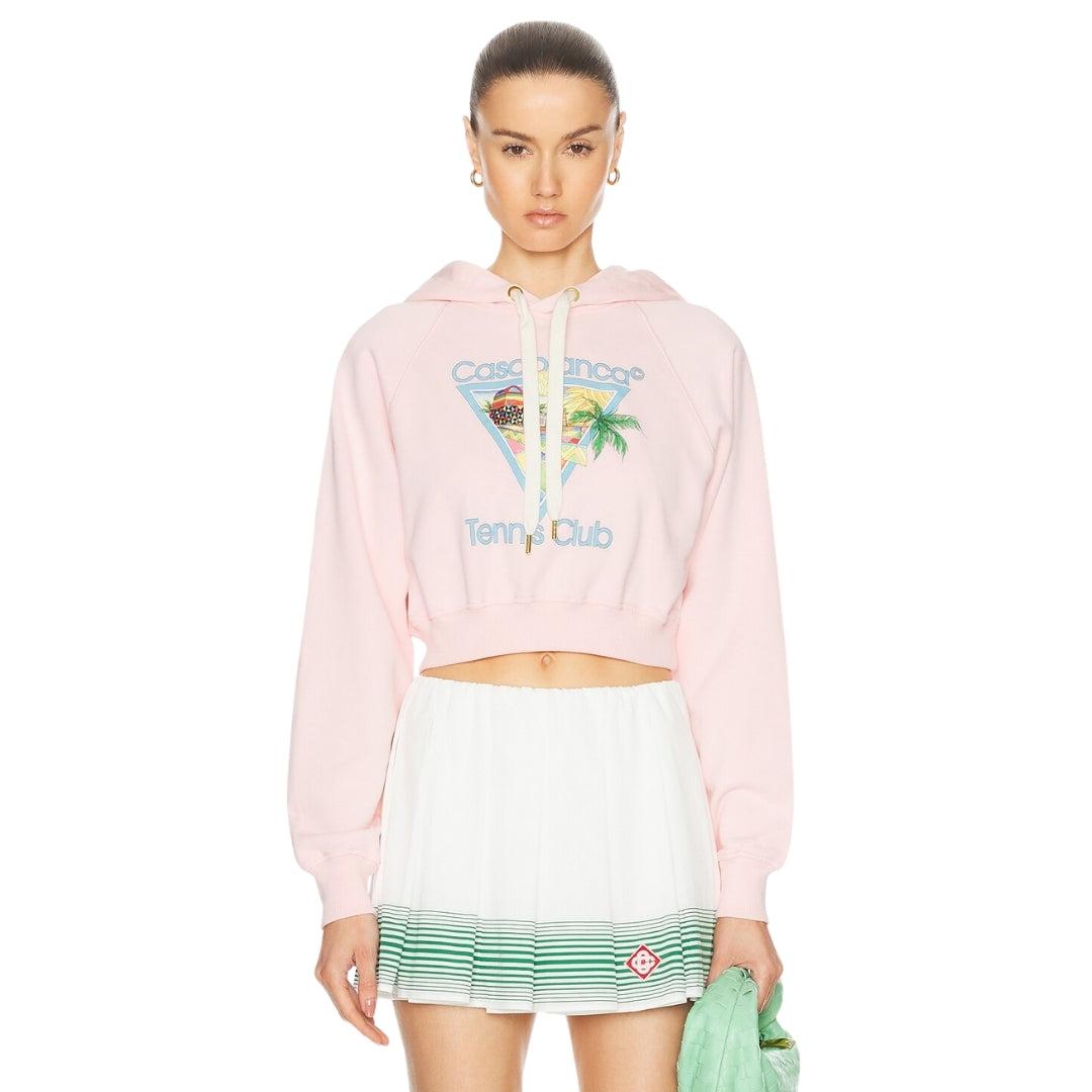Pale Pink - Side - Casablanca Womens-Ladies Crop Hoodie