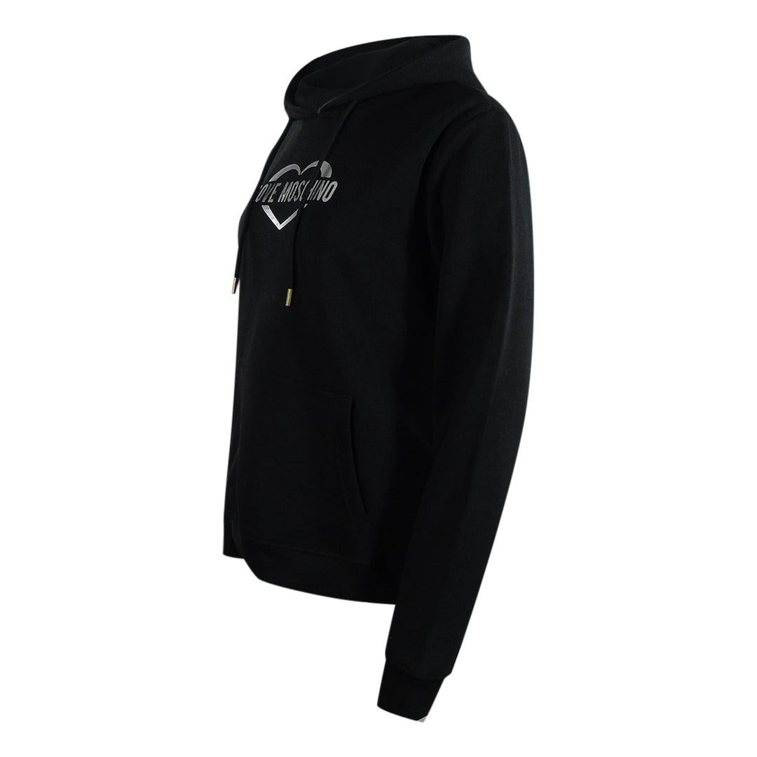 Black - Side - Love Moschino Womens-Ladies Cotton Hoodie