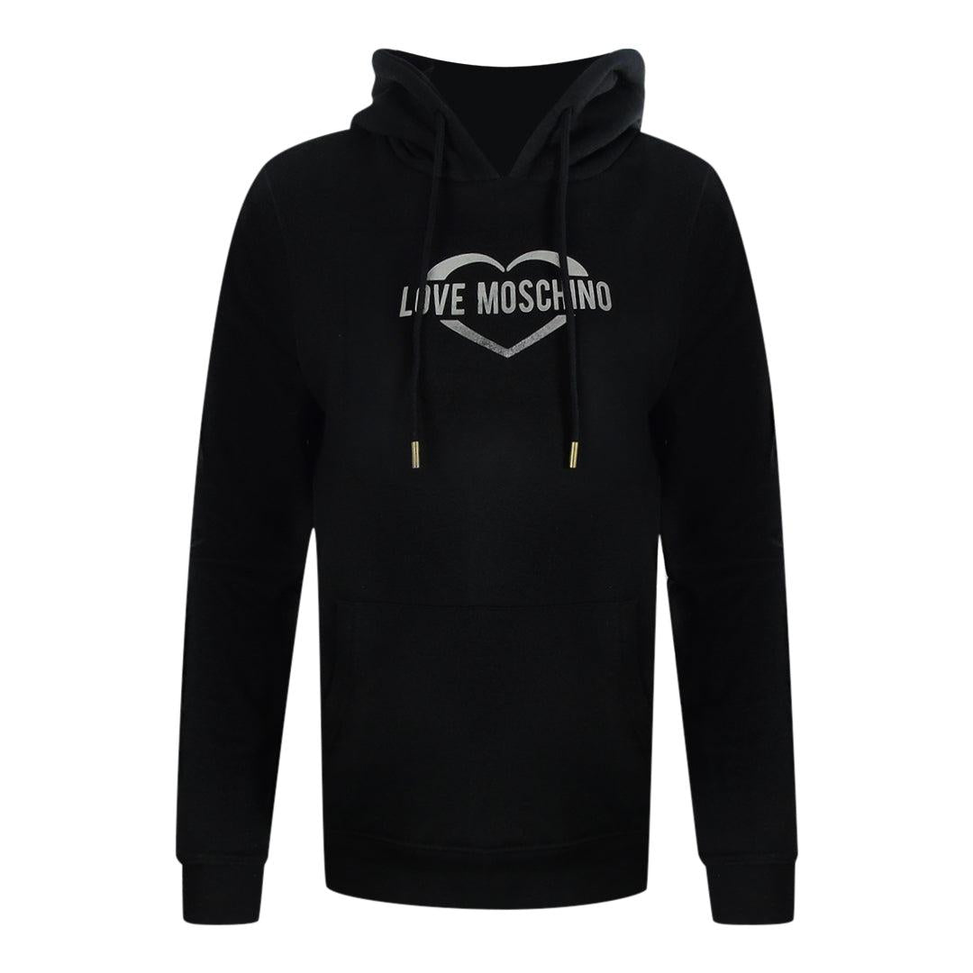 Black - Front - Love Moschino Womens-Ladies Cotton Hoodie