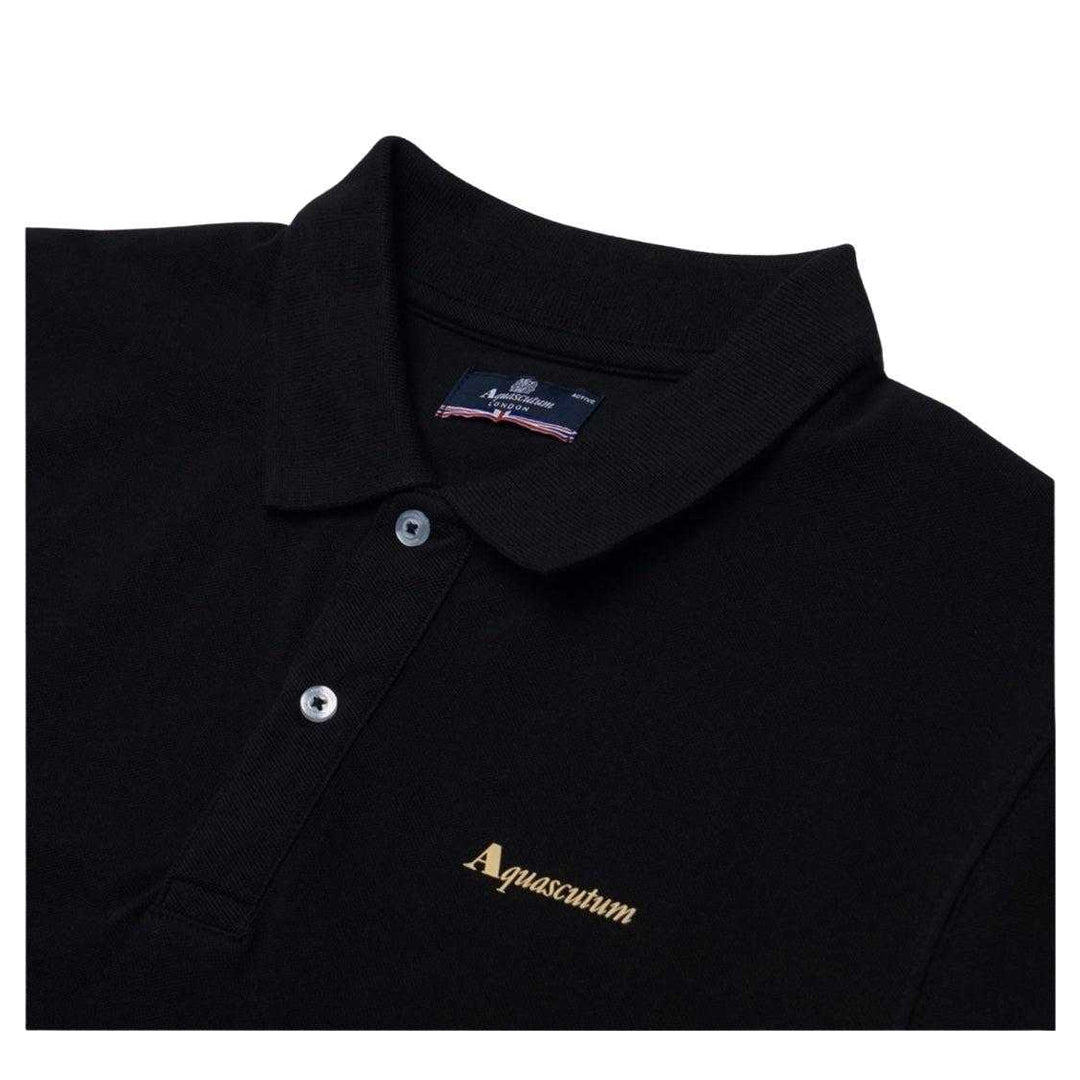 Black - Side - Aquascutum Mens Active Cotton Dri-FIT Polo Shirt