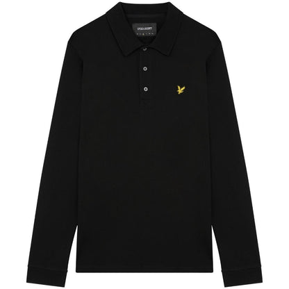 Jet Black - Front - Lyle & Scott Mens Chest Logo Branded Long-Sleeved Polo Shirt