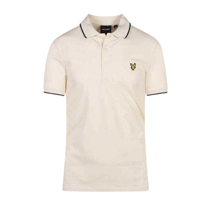 Chalk - Front - Lyle & Scott Mens Tipped Cotton Collared Polo Shirt