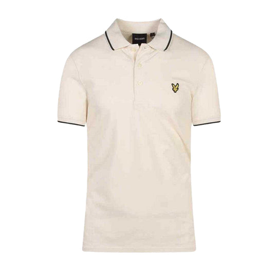 Chalk - Front - Lyle & Scott Mens Tipped Cotton Collared Polo Shirt