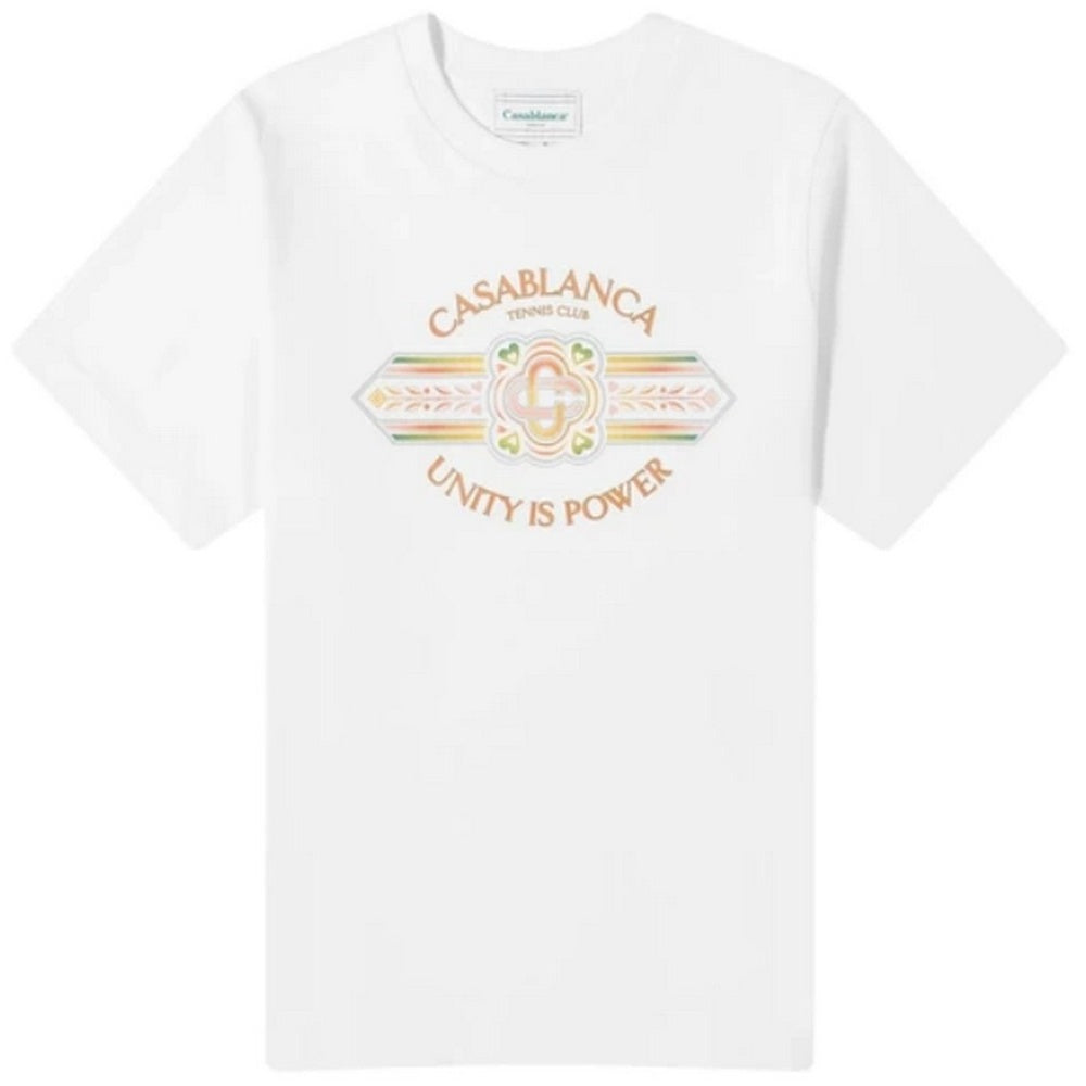 White - Front - Casablanca Unisex Adult Unity Is Power T-Shirt
