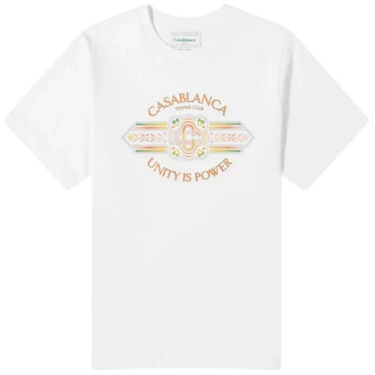 White - Front - Casablanca Unisex Adult Unity Is Power T-Shirt