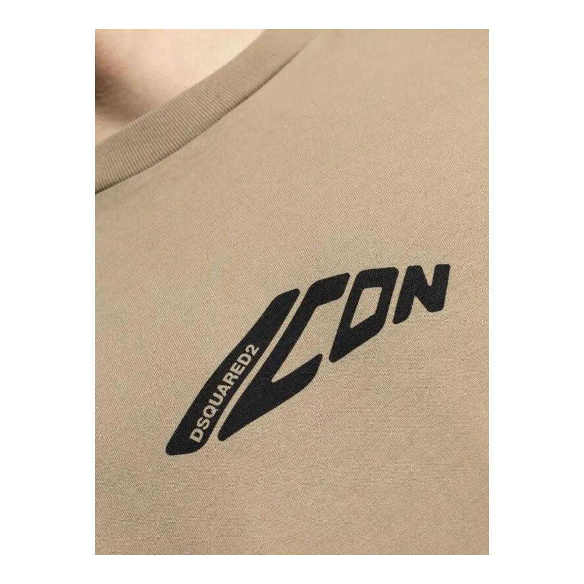 Khaki - Side - DSquared2 Unisex Adult Icon Stretch Logo Long-Sleeved T-Shirt