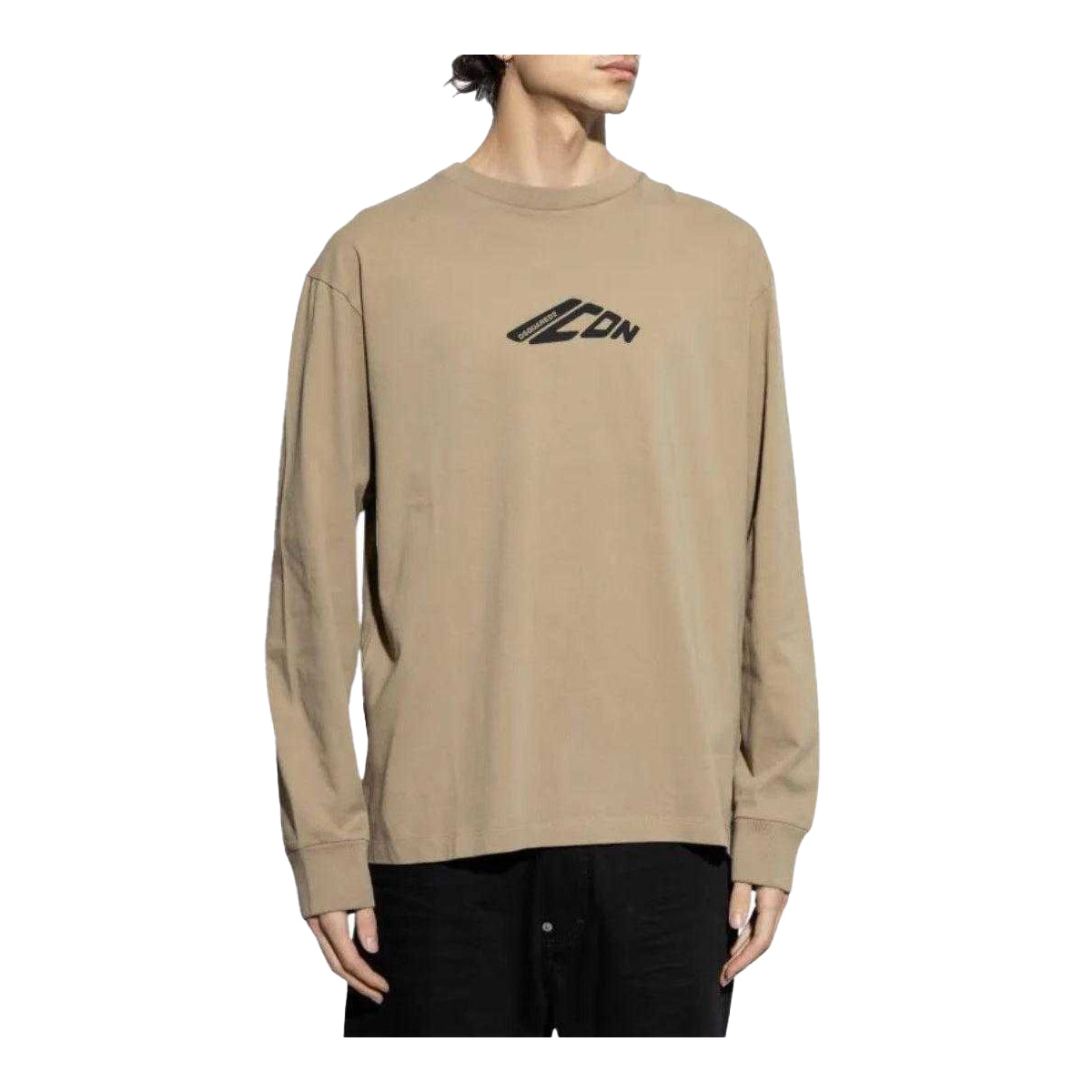 Khaki - Lifestyle - DSquared2 Unisex Adult Icon Stretch Logo Long-Sleeved T-Shirt
