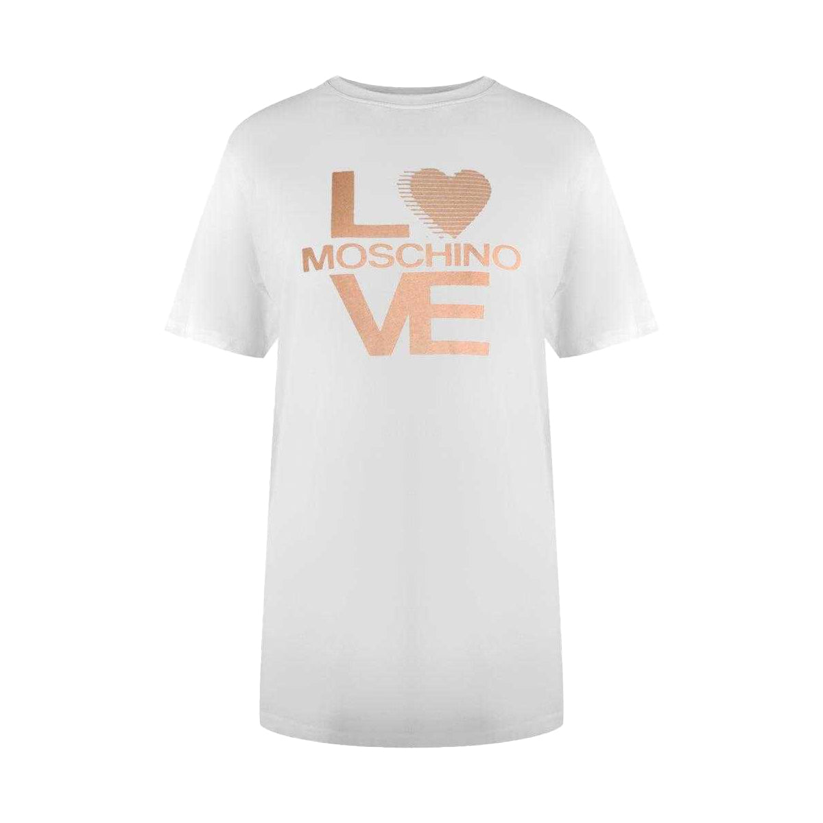 White - Front - Love Moschino Womens-Ladies Metallic Logo T-Shirt