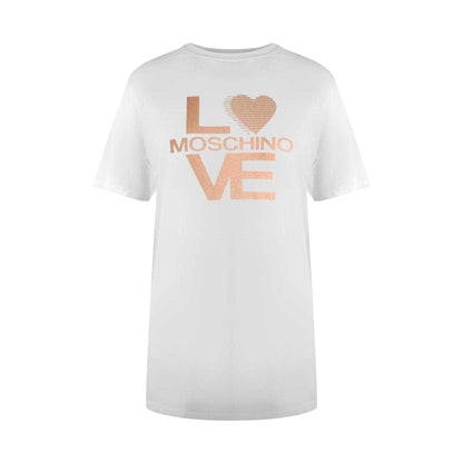 White - Front - Love Moschino Womens-Ladies Metallic Logo T-Shirt