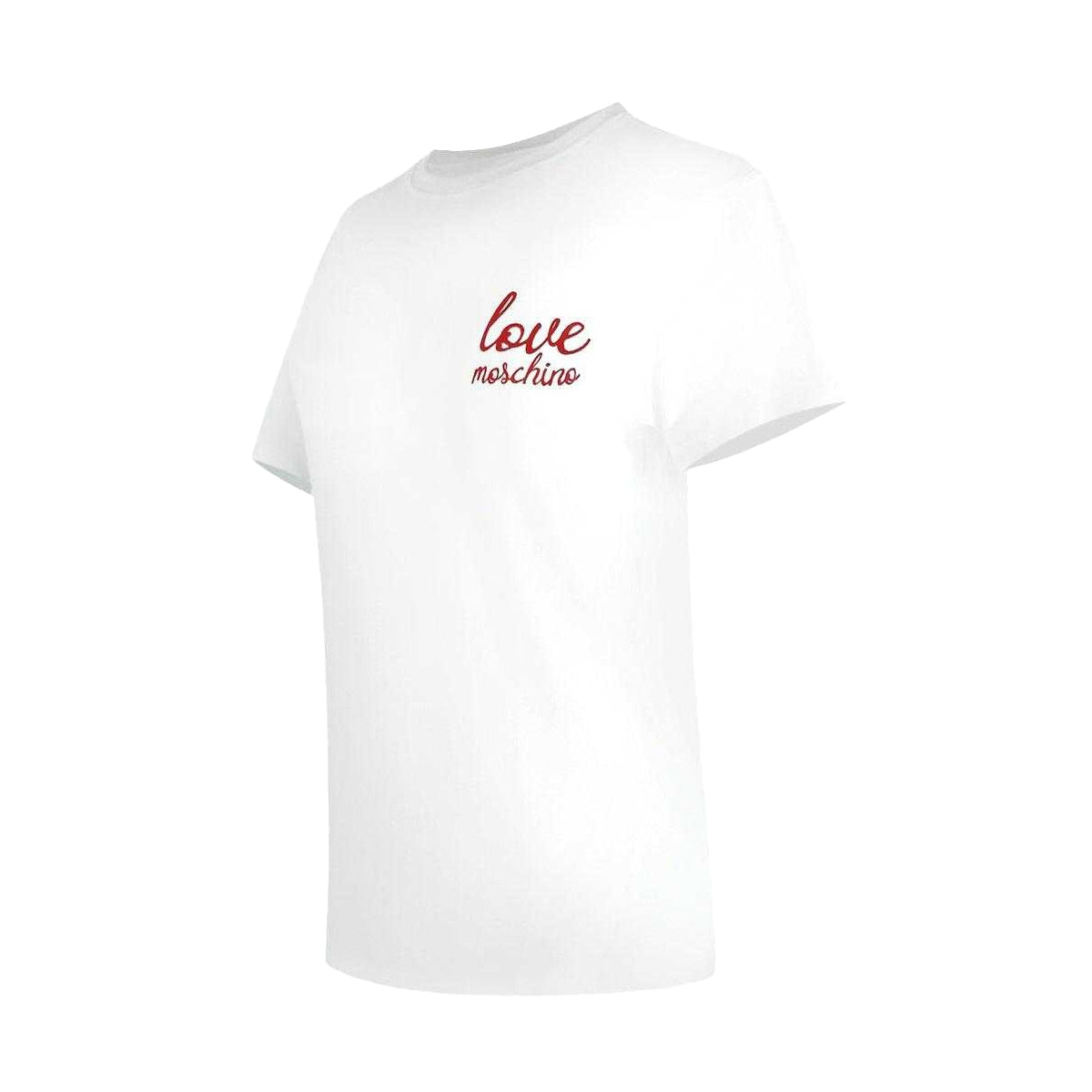 White - Side - Love Moschino Womens-Ladies Small Logo T-Shirt