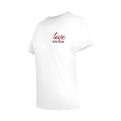 White - Side - Love Moschino Womens-Ladies Small Logo T-Shirt