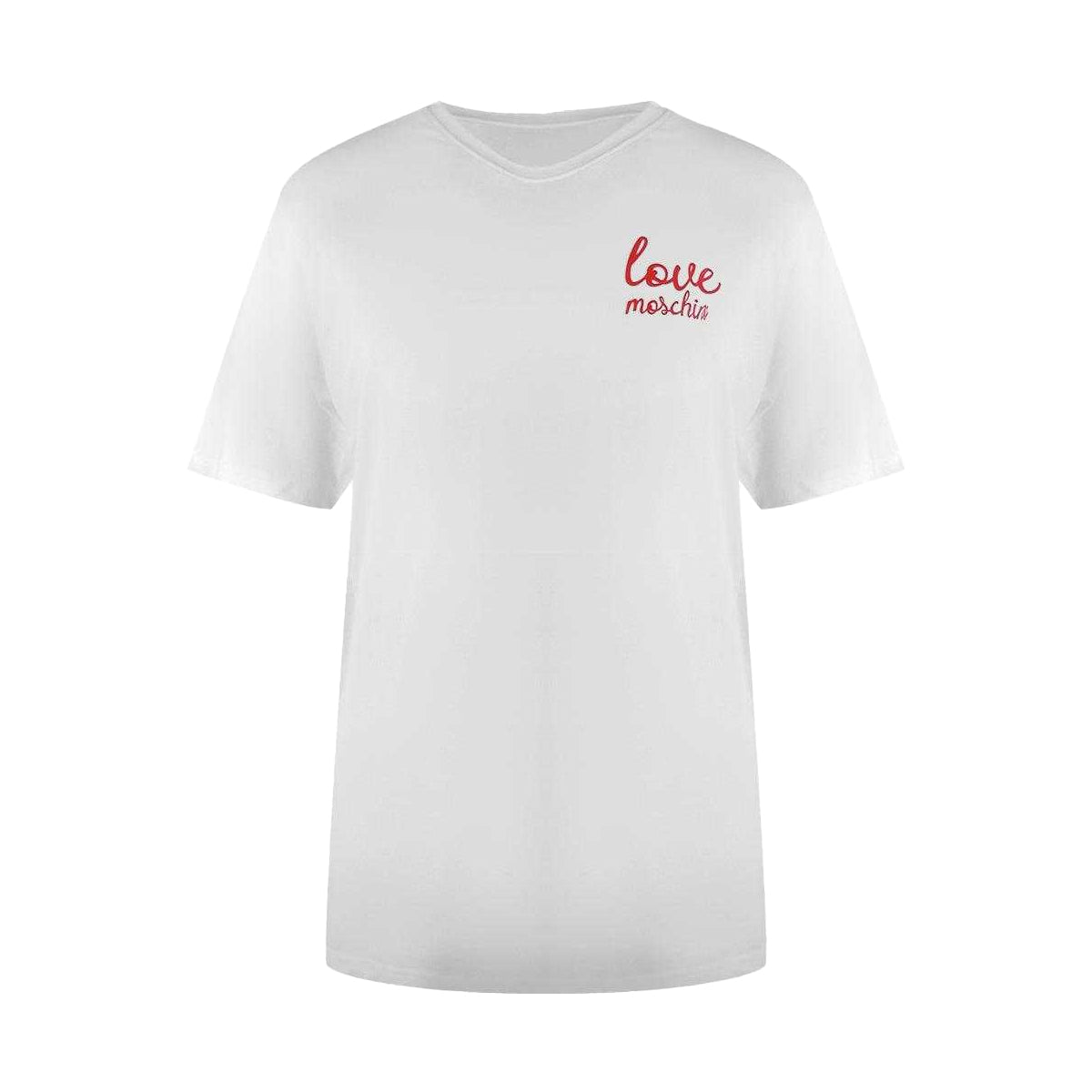 White - Front - Love Moschino Womens-Ladies Small Logo T-Shirt