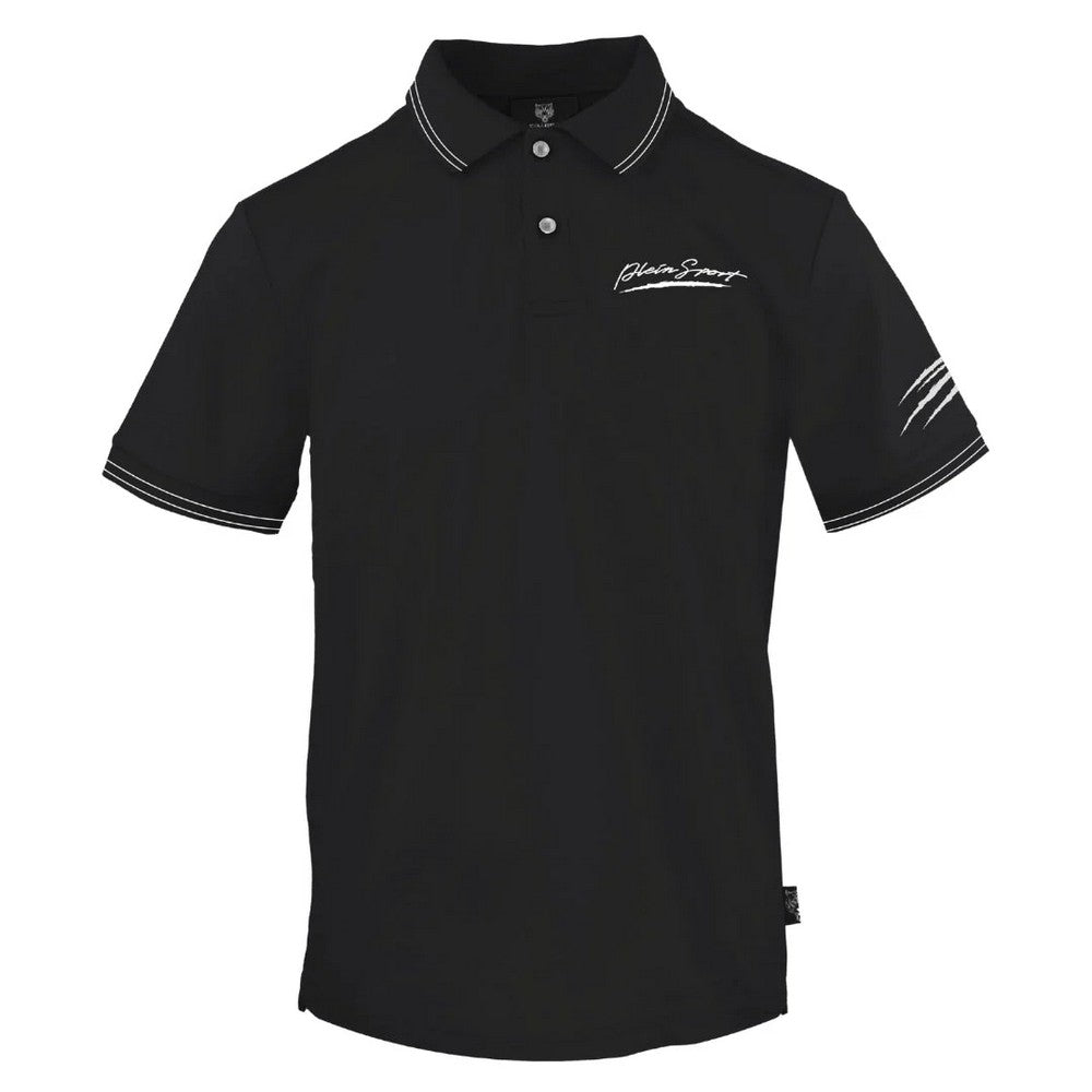 Black - Front - Plein Sport Unisex Adult Signature Logo Polo Shirt