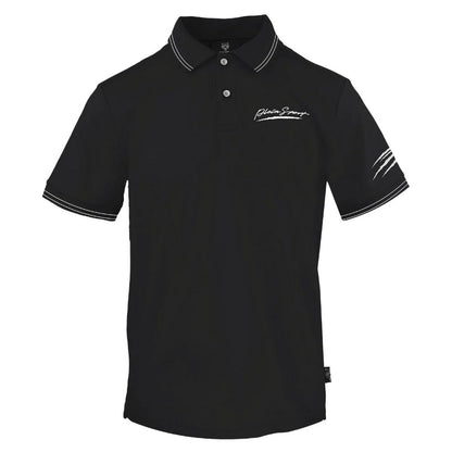 Black - Front - Plein Sport Unisex Adult Signature Logo Polo Shirt