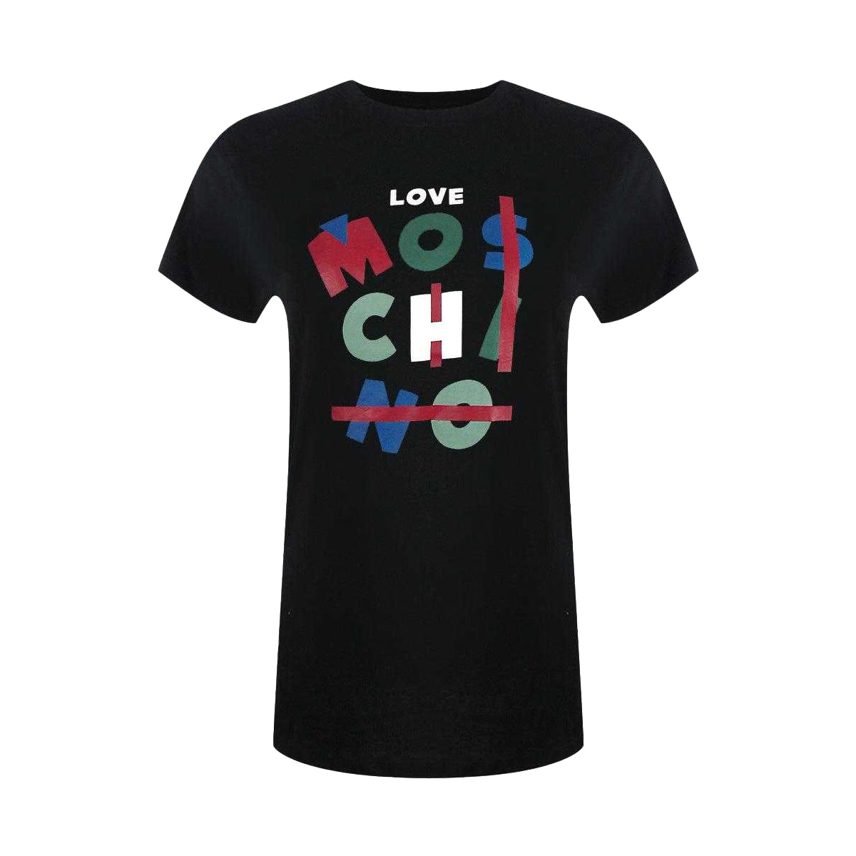 Black - Front - Love Moschino Womens-Ladies Cotton Logo Short-Sleeved T-Shirt