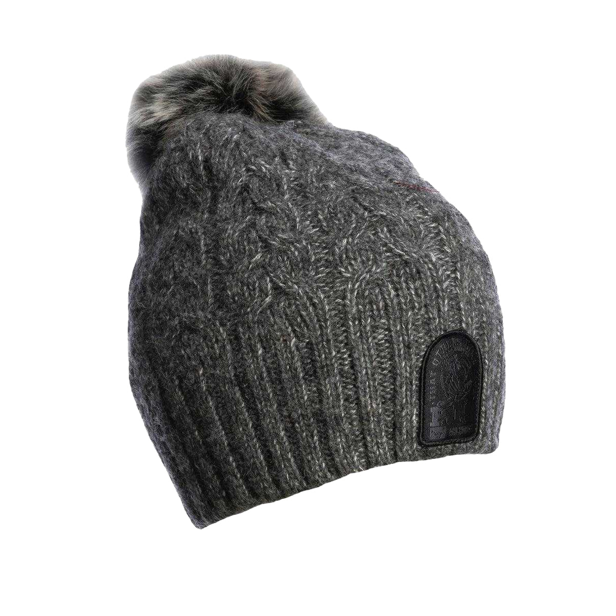 Black - Front - Parajumpers Kylie Cable Knit Wool Blend Casual Beanie