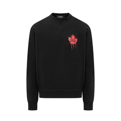 Classic Black-Red - Front - DSquared2 Unisex Adult Maple Leaf Cotton Long-Sleeved Sweatshirt