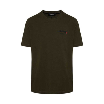 Military Green - Front - DSquared2 Unisex Adult Rubberised Logo Cotton Regular T-Shirt