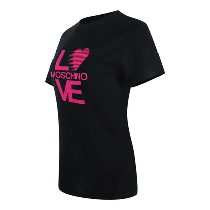Black - Side - Love Moschino Womens-Ladies Logo T-Shirt