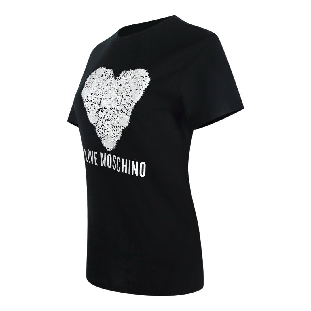 Black - Side - Love Moschino Womens-Ladies Heart T-Shirt