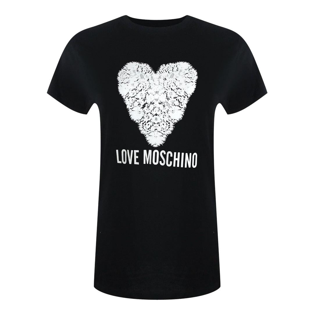 Black - Front - Love Moschino Womens-Ladies Heart T-Shirt
