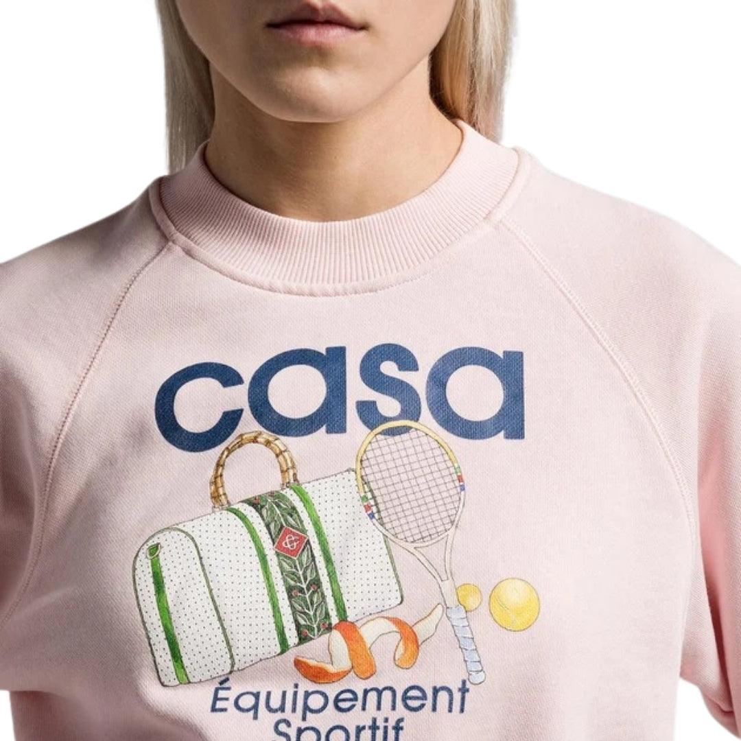 Pink - Side - Casablanca Womens-Ladies Printed Cropped Long-Sleeved Sweatshirt