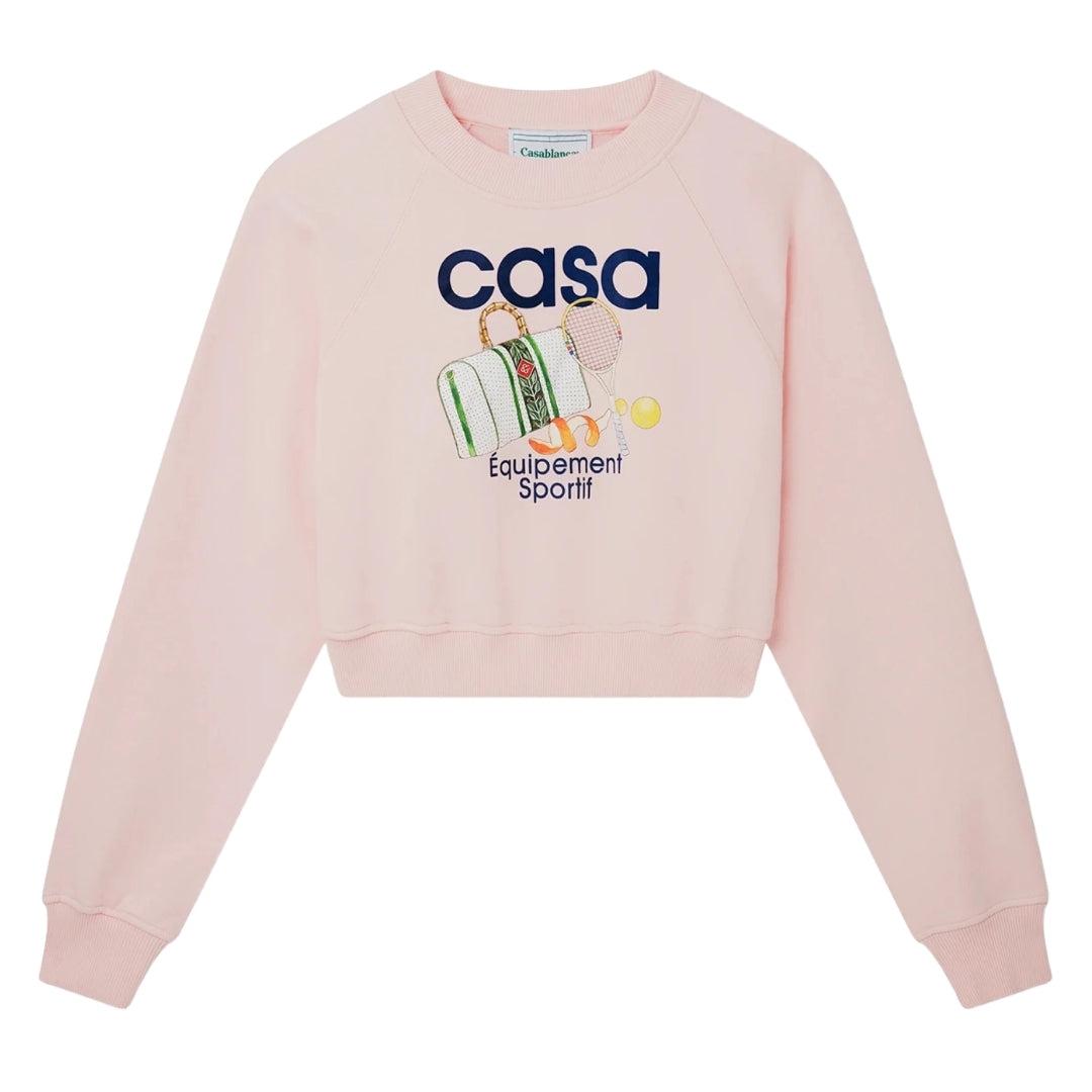 Pink - Front - Casablanca Womens-Ladies Printed Cropped Long-Sleeved Sweatshirt