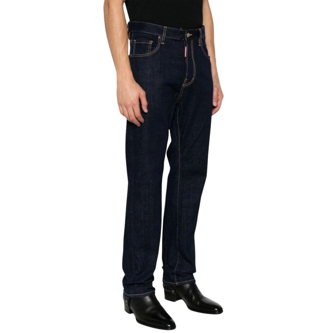 Navy Blue - Side - DSquared2 Mens Rinse Jeans