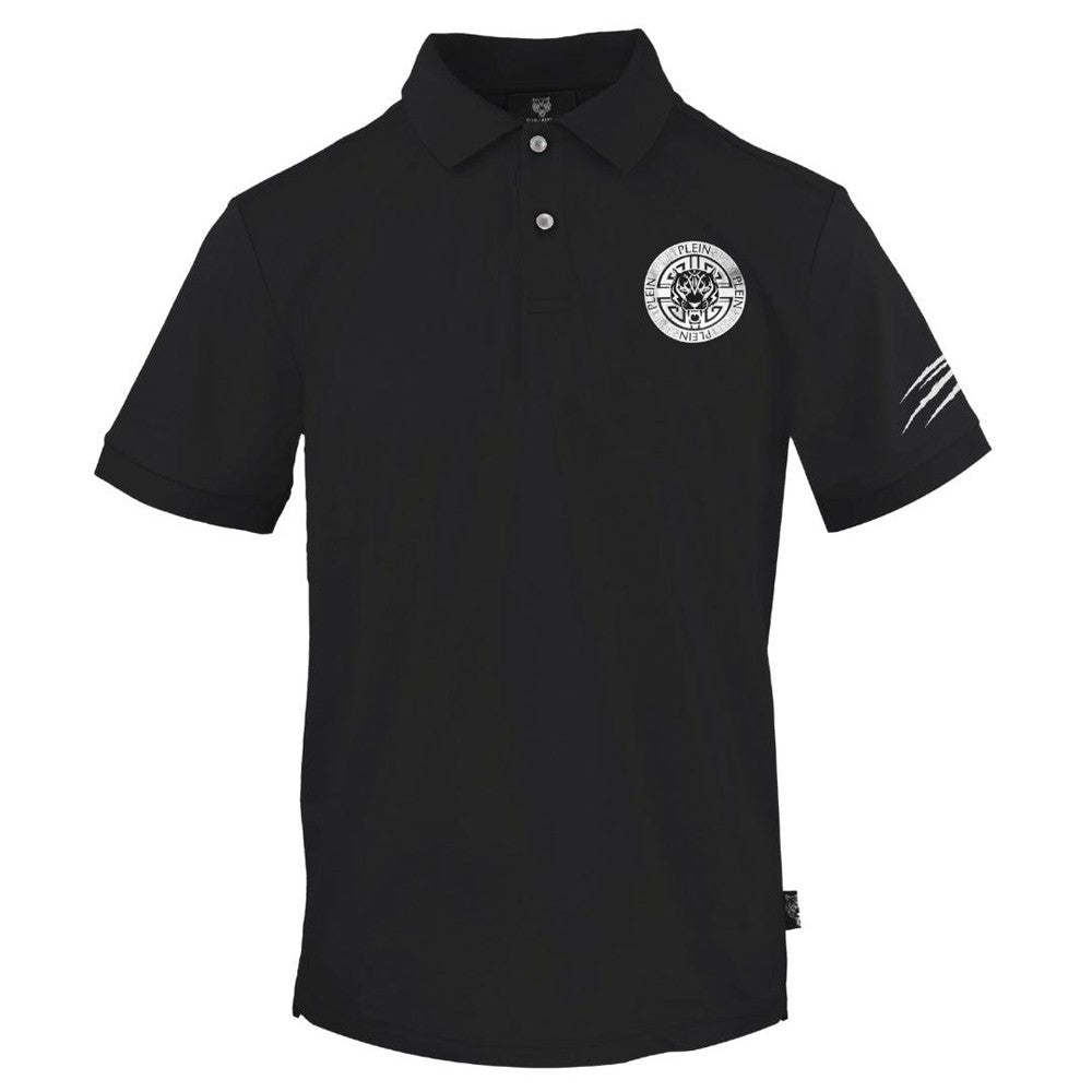 Black - Front - Plein Sport Unisex Adult Circle Emblem Polo Shirt