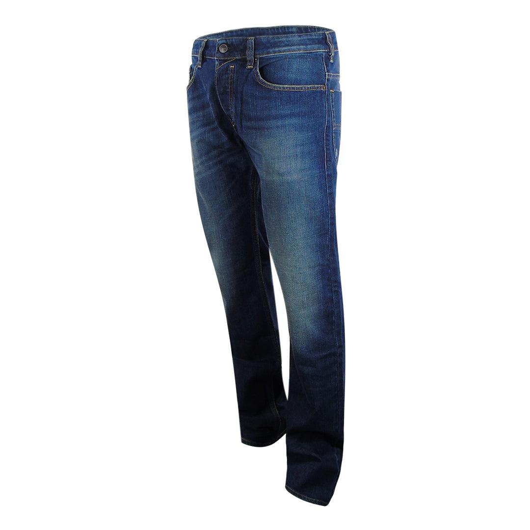 Dark Blue - Side - Diesel Mens Safado-X Slim Jeans