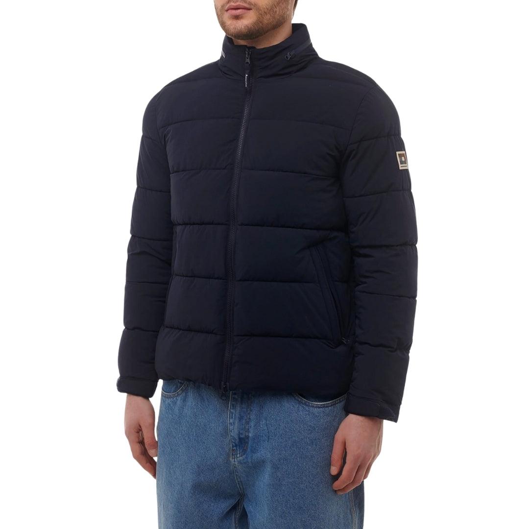 Navy Blue - Side - Aquascutum Mens Active Mock Neck Puffer Jacket
