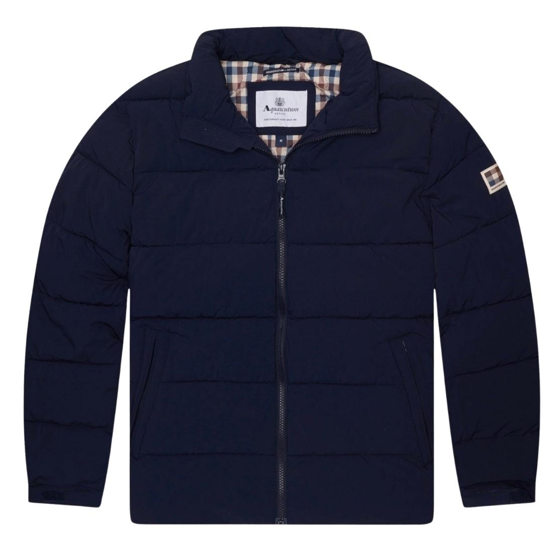 Navy Blue - Front - Aquascutum Mens Active Mock Neck Puffer Jacket