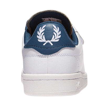 White-Blue - Back - Fred Perry Mens Leather Trainers