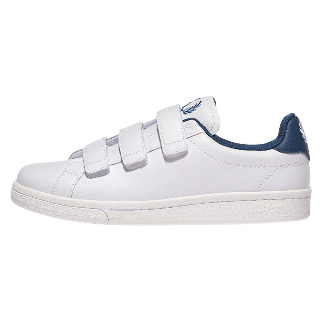 White-Blue - Front - Fred Perry Mens Leather Trainers