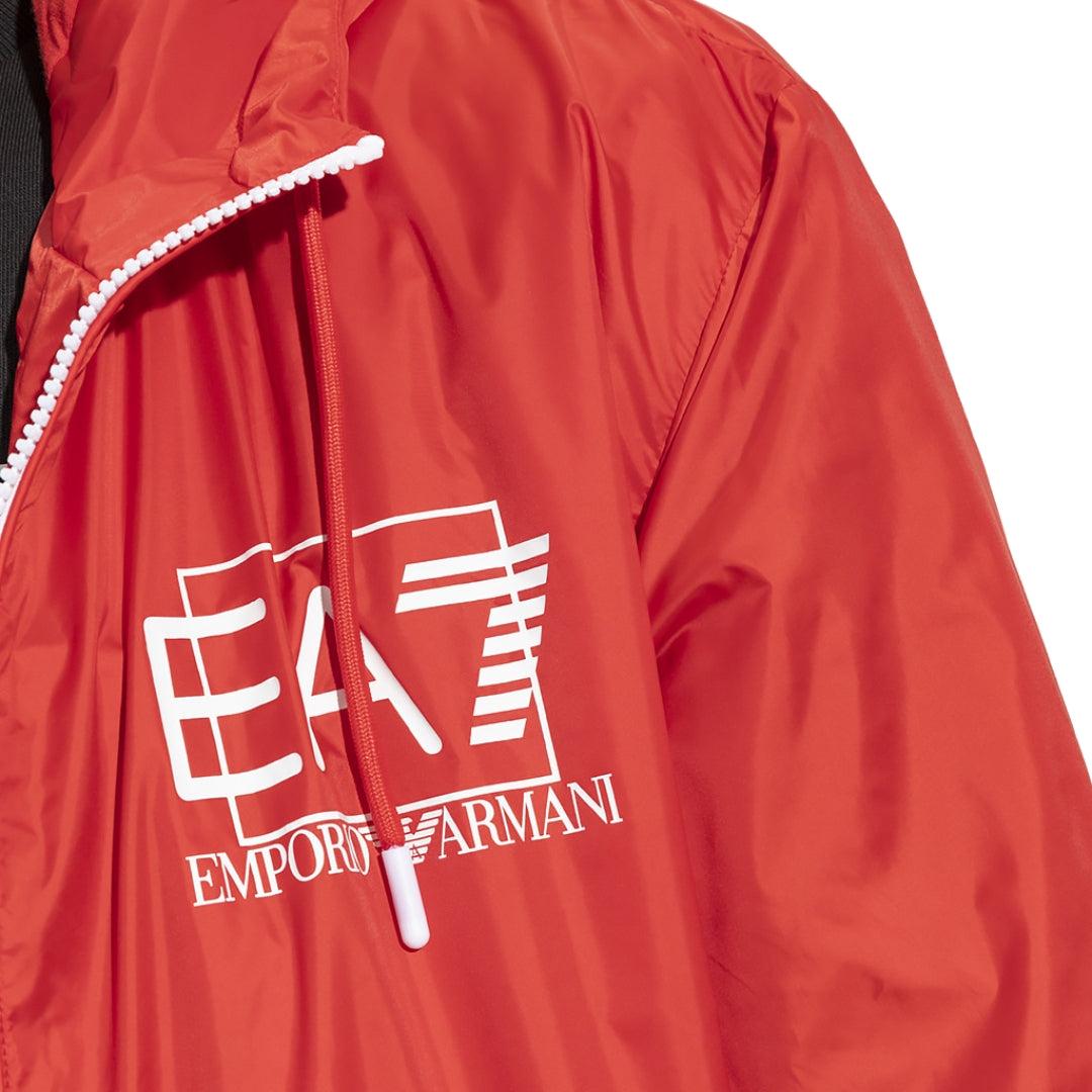 Red-White - Side - Emporio Armani Mens Bold Logo Bomber Jacket
