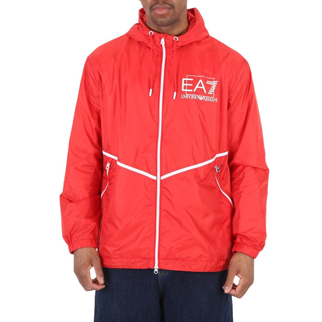 Red-White - Front - Emporio Armani Mens Bold Logo Bomber Jacket