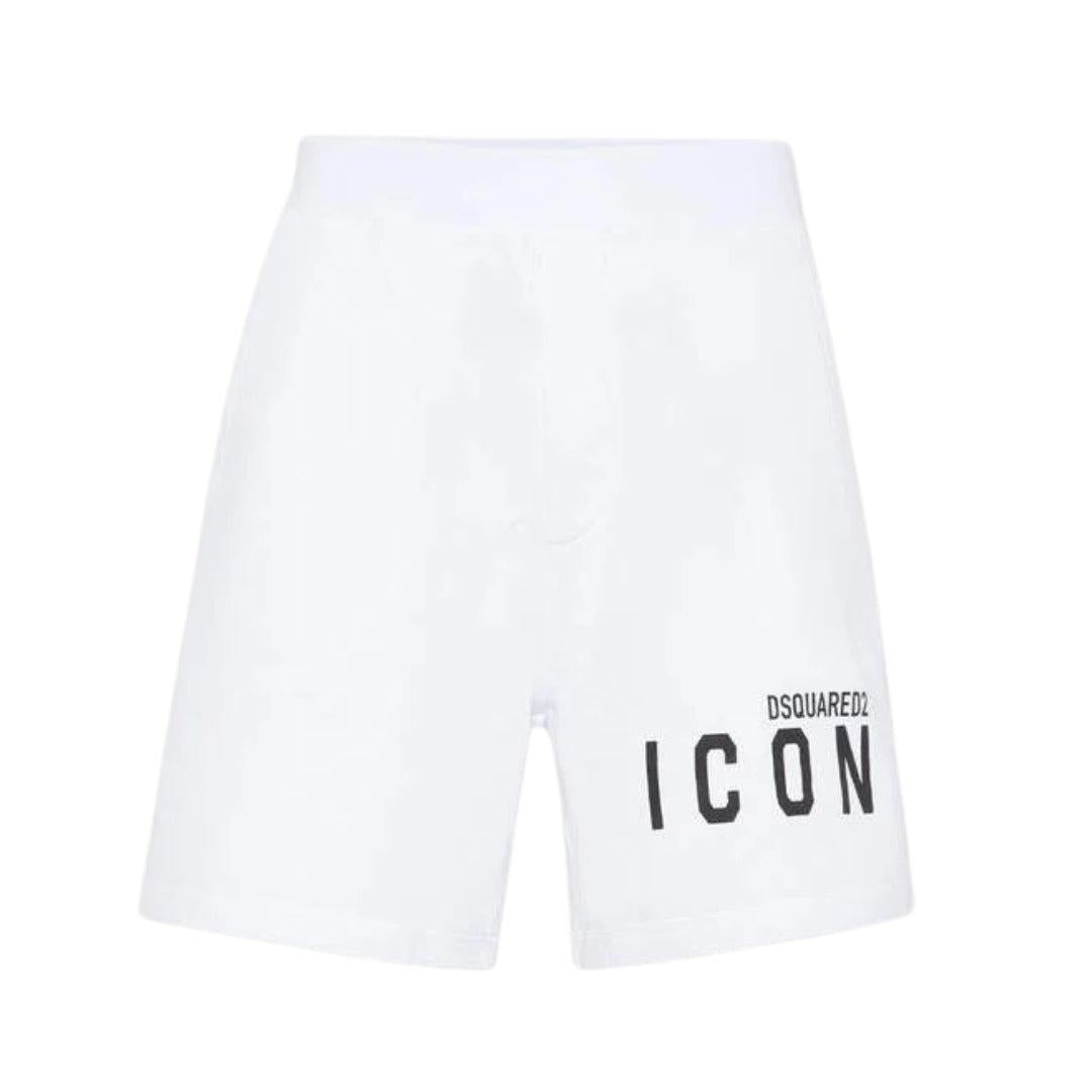 White - Front - DSquared2 Mens Icon Logo Shorts