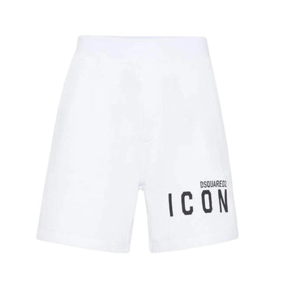 White - Front - DSquared2 Mens Icon Logo Shorts